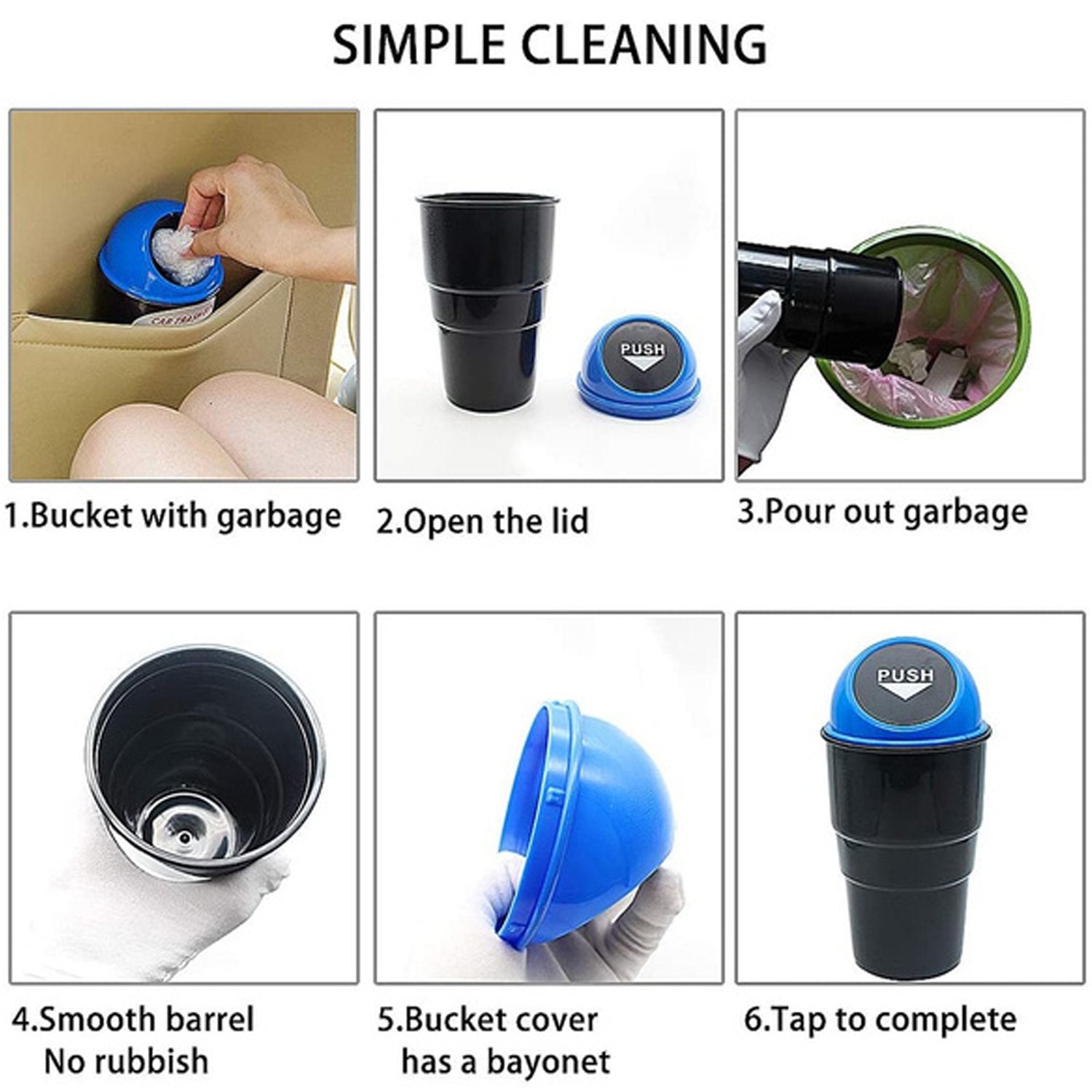 Mini dustbin for vehicle, showing different angles Mini dustbin for vehicle, showing different angles